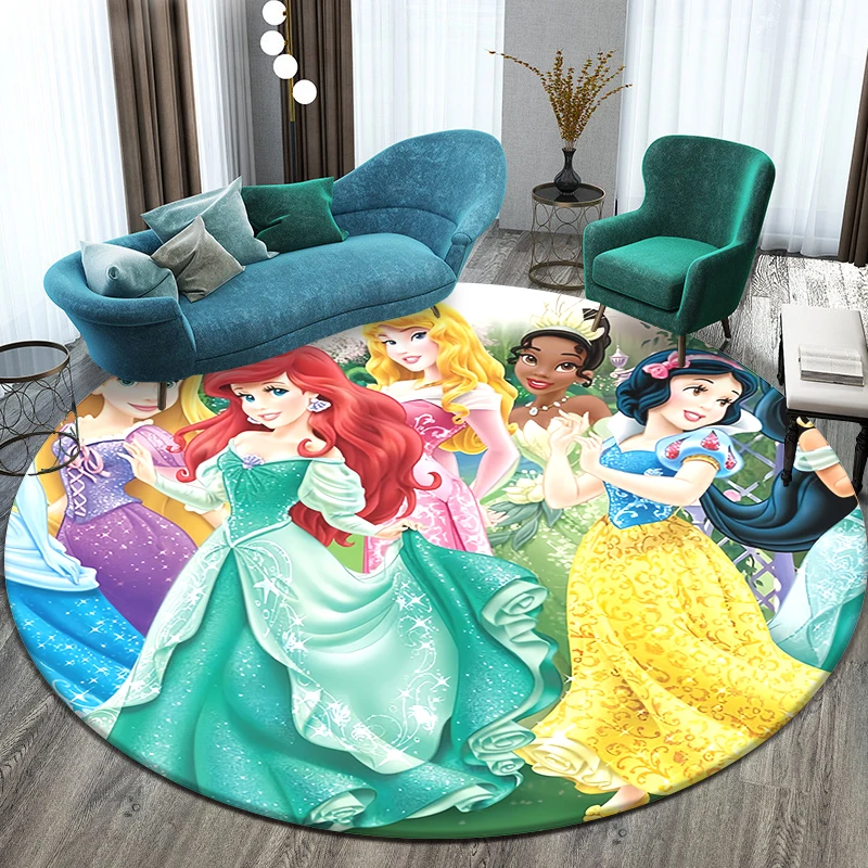 MINISO Fairy princesses HD Printed Circular Carpet, Bedroom Decorative Carpet Living Room Bathroom Picnic Camping Non-slip Mat