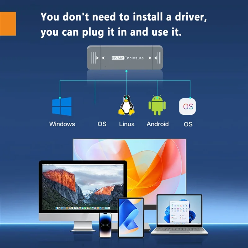 NVME SSD Enclosure M.2 Nvme Enclosure USB-A Plug USB 3.210Gbps In-Line 2230 SSD Case dengan Magnet