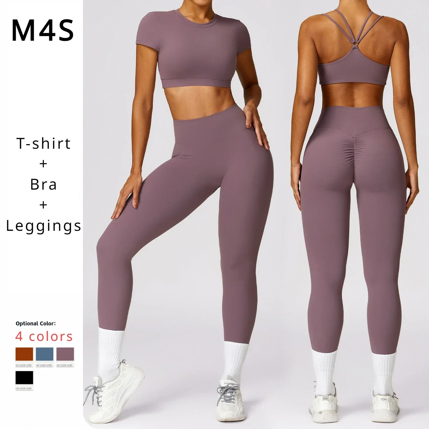 Workout Clothes for Women Yoga Set Ensemble Female Sport Gym Tracksuit Fitness Push Up Active Wear Women Sport T-shirt Outfits