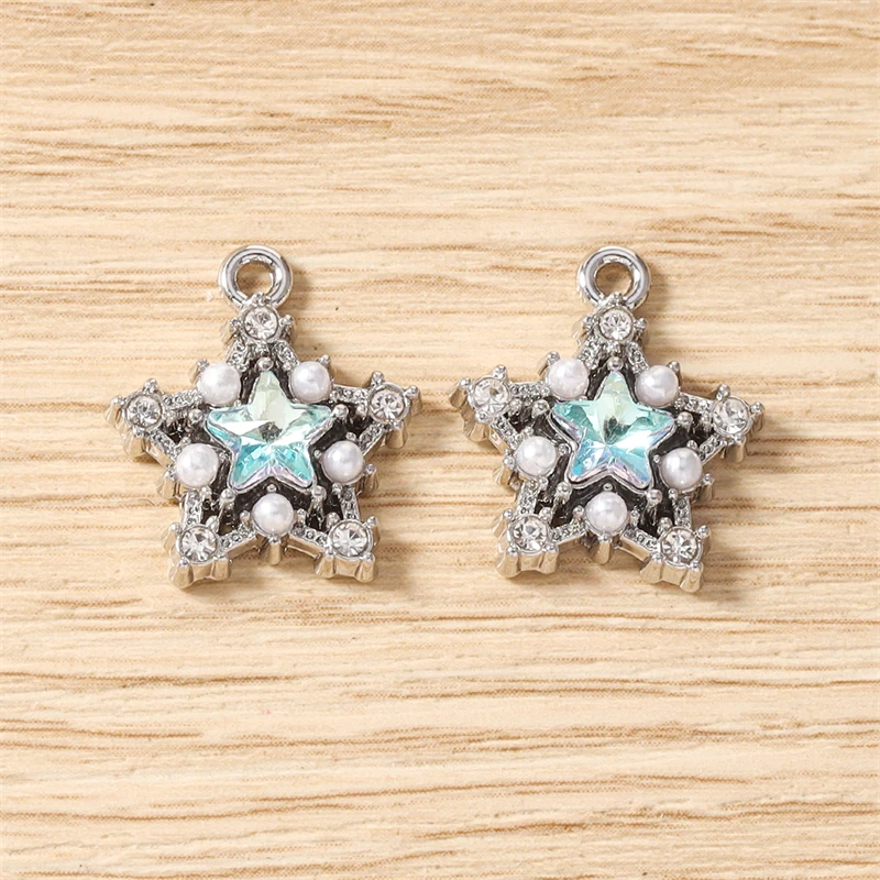 5 Stück 16x18mm Niedliche Kristall-Metall-Stern-Anhänger für Halsketten, Ohrringe, Armbänder, DIY-Handwerk, Schmuckherstellung, Zubehör – Detail 9