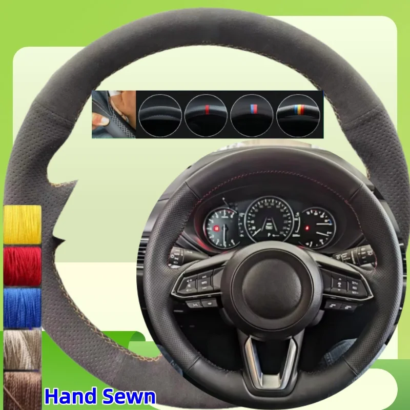 

Customize Ventilate Suede Car Steering Wheel Cover For Mazda3 2017 2018 Mazda6 CX-5 2017-2020 Hand Sewn Car Interior Accessories