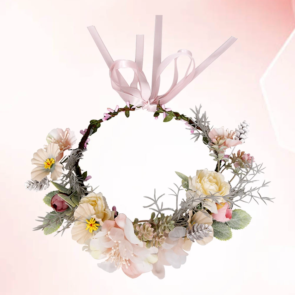 

1pc Bohemian Ribbon Garland Artificial Flower Wreath Fairy Headdress Party Props For Wedding Costume Beach Travel Girls