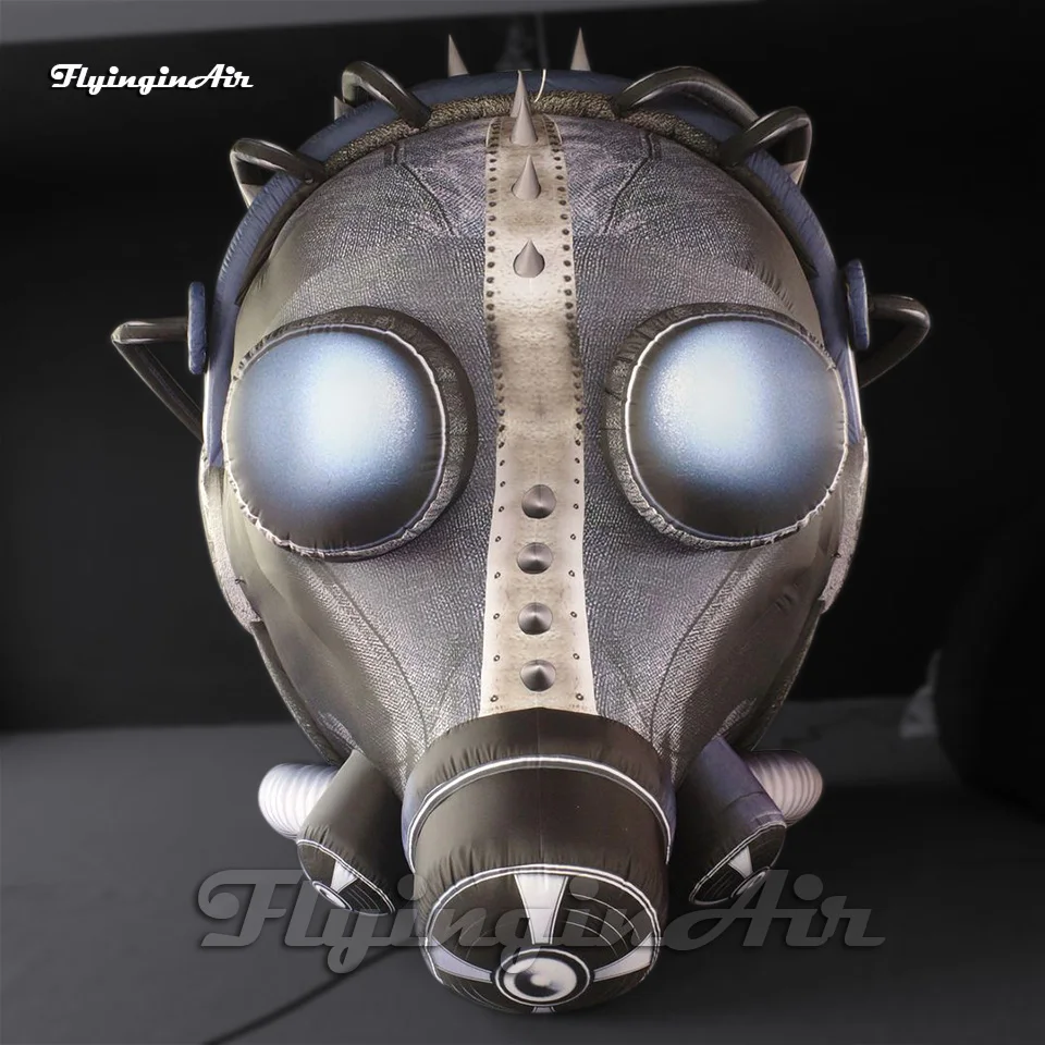 

Wonderful Large Grey Inflatable Gas Mask Model Air Blow Up Smoke helmet Replica For Club Party Decoration