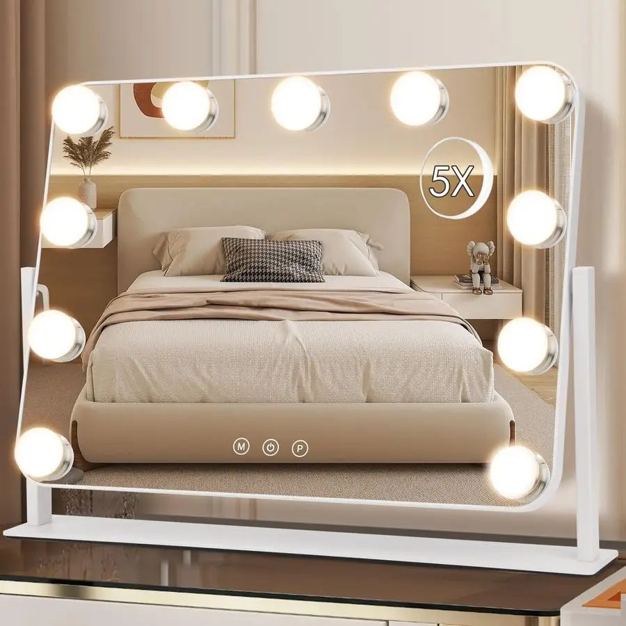 

360 Vanity Mirror with Lights 11 Led Bulbs Hollywood Lighted Makeup Mirror with 5X Magnification Mirror Hollywood Cosmetic Mirr
