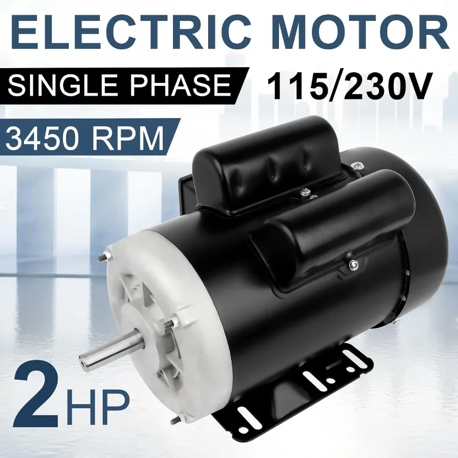 2 HP Electric Motor Farm Duty Single Phase Motor 3450RPM 56 Frame 5/8