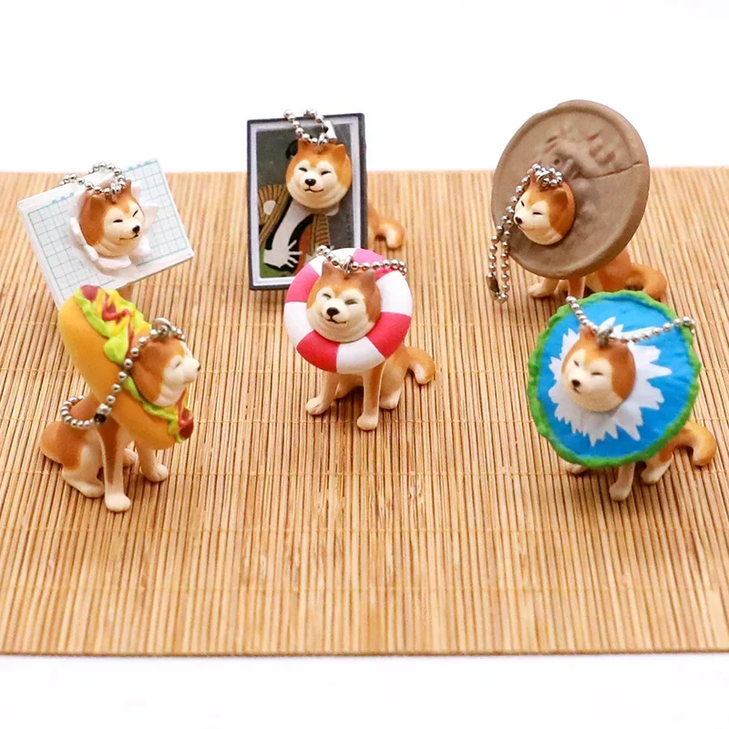 QUALIA Original Gashapon รูปแคปซูลของเล่นพวงกุญแจตัด Shiba Inu สุนัขน่ารักสัตว์ Kawaii Miniatures ของขวัญสร้างสรรค์