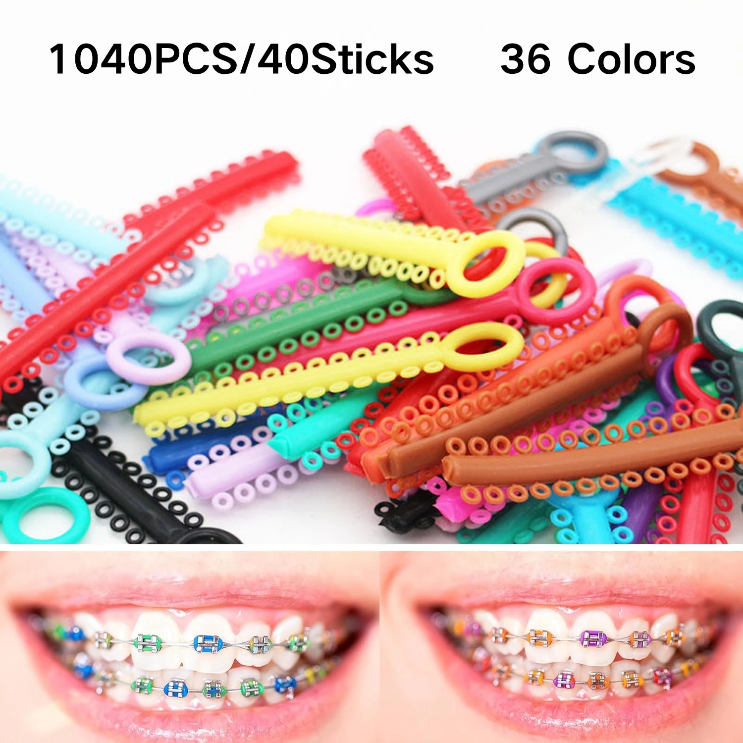 1040PCS/40Sticks Dental Kieferorthopädische Ligatur Krawatten Bunte Bänder Elastomer Beleuchtung Ring für Zähne Hosenträger Zahnmedizin Behandlung – Detail 8