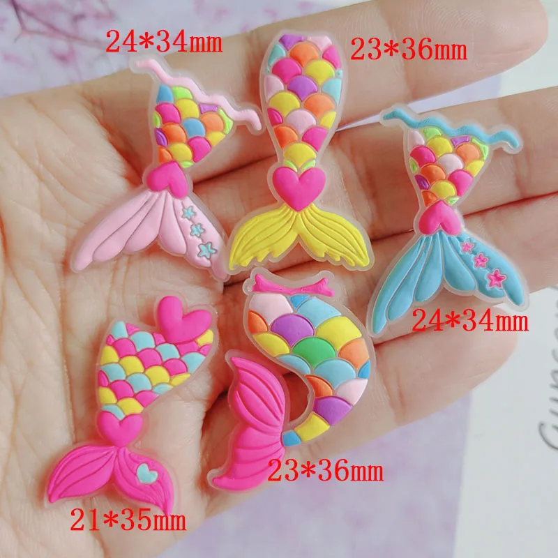 30pcs New arrival Soft PVC Mermaid tail colorful  DIY  Kids Hair Clip Cover Phone Case Accessories