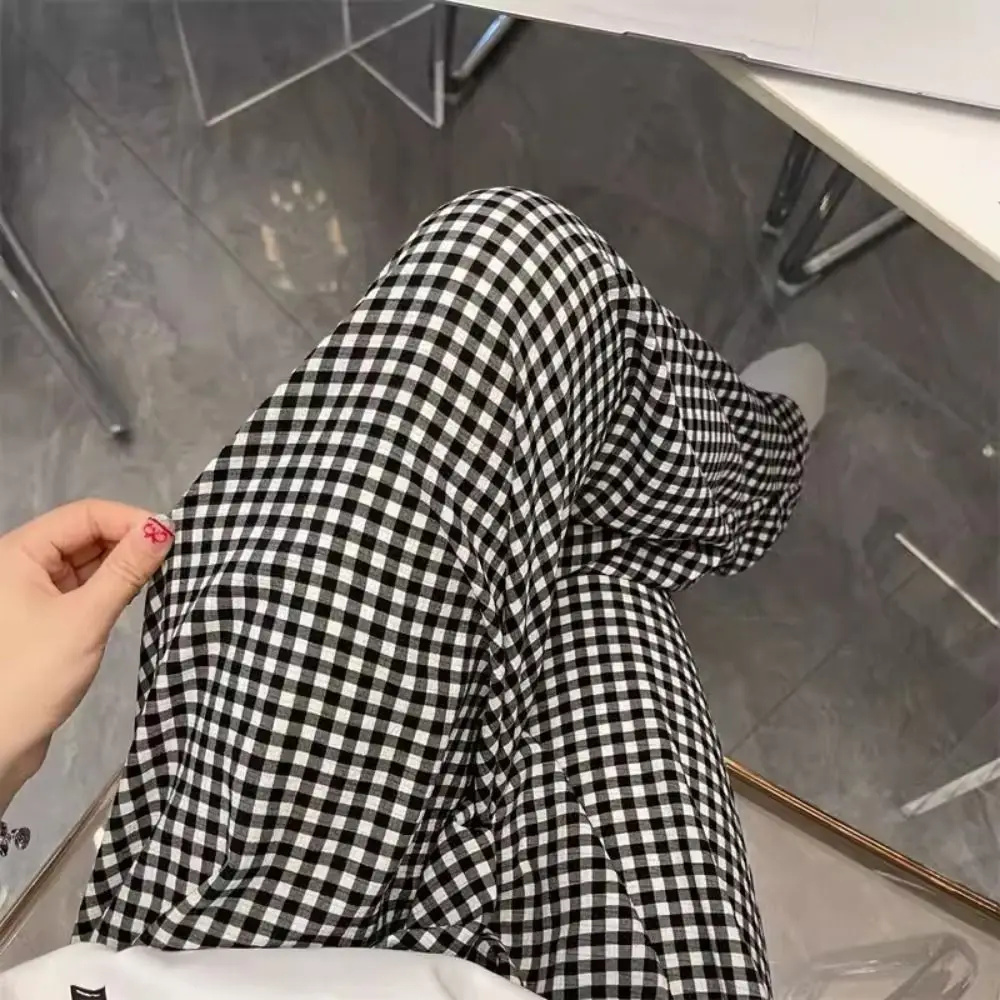 Comfortable Stripe Plaid Casual Pants Women Wide Leg High Waist Sweet Trousers Pajamas Nightwear Baggy Home Pajama Students