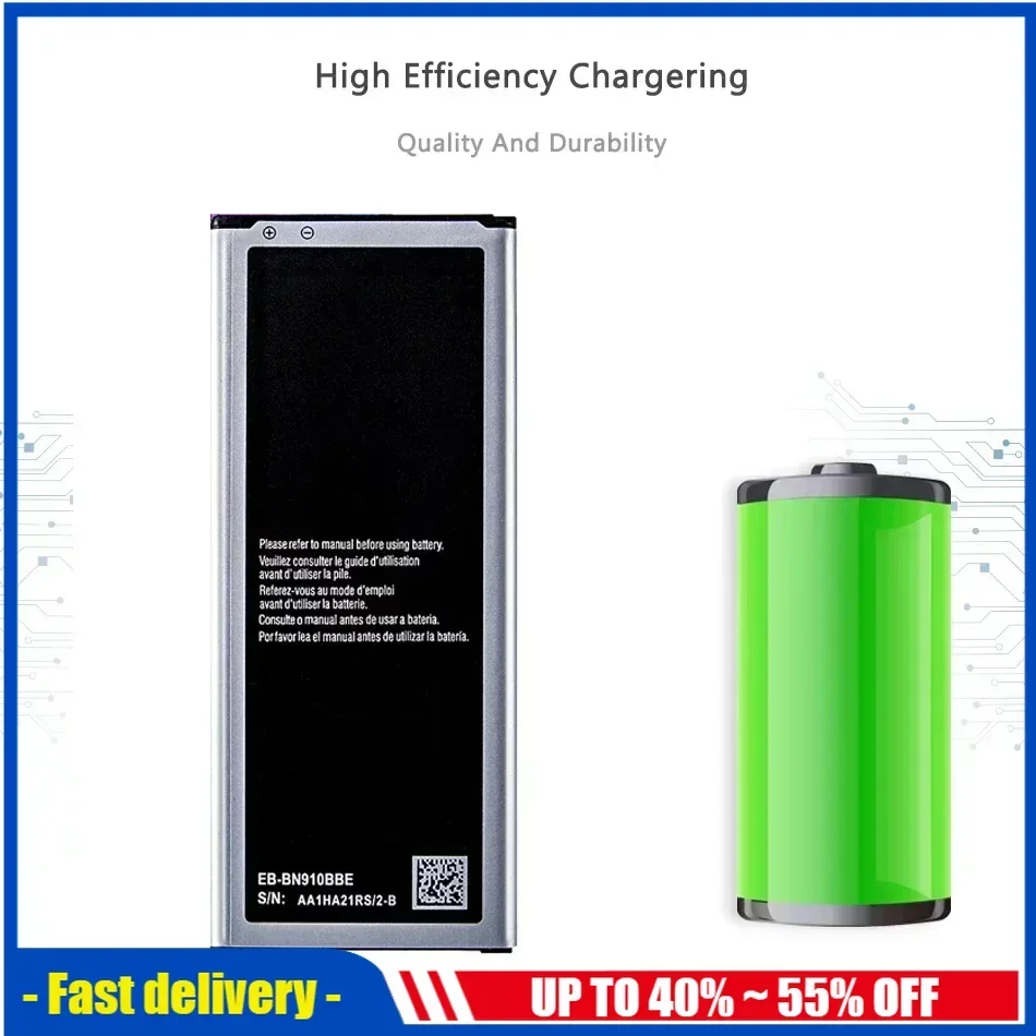 EB-BN910BBE Mobile Phone Battery For Samsung Galaxy Note 4 Note4 N910 N910H N910A N910C N910FQ N910X 3220mAh EB BN910BBE