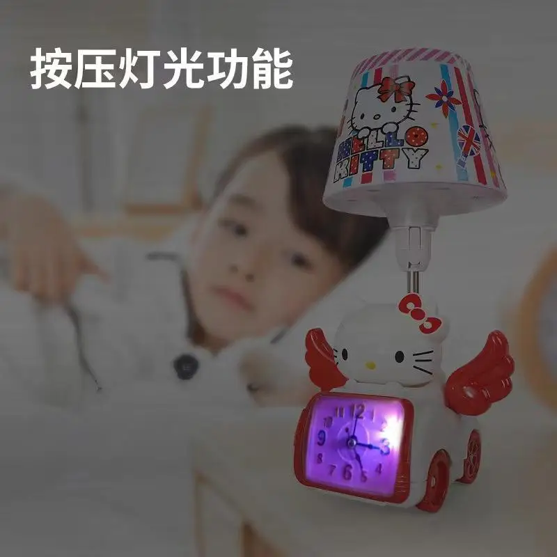 Hot Miniso Kawaii Led Angel Sports Car Alarm Clock Desk Lamp Hello Kitty Cartoon Cute Bedroom Bedside Lamp Ornaments Night Light