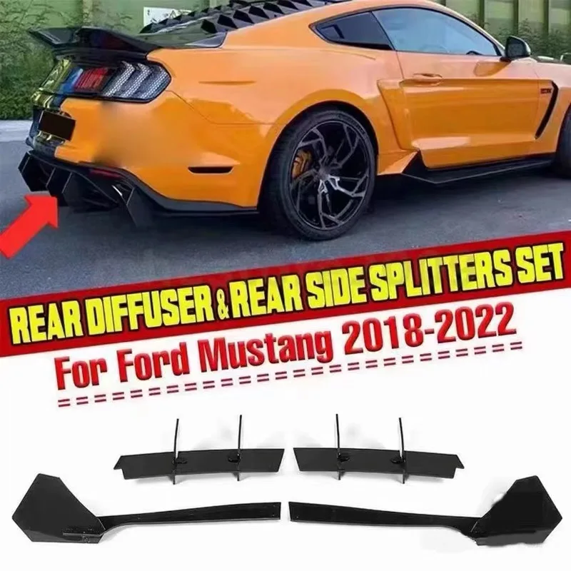 

Rear Bumper Lip Diffuser Side Valance Apron For Ford Mustang Ecoboost 2018-2021 Glossy Black