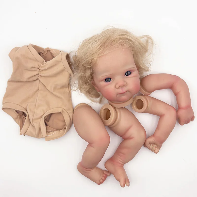 

NPK 18''Already Painted Unfinished Doll DIY Parts with Curly Hair Reborn Bettie Kit Lifelike Bebe Toys