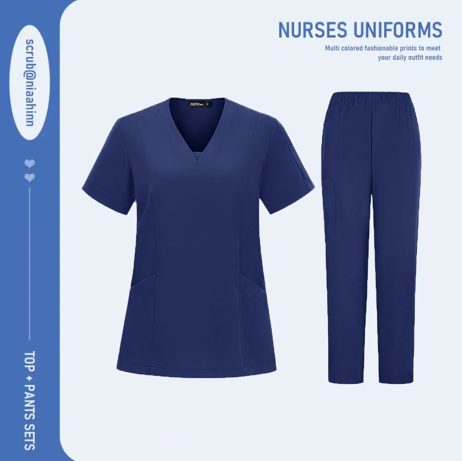 Tute infermieristiche Abbigliamento chirurgico Uniforme medica Set scrub per donna Accessori per medico infermiere Set scrub per clinica odontoiatrica Abbigliamento da lavoro