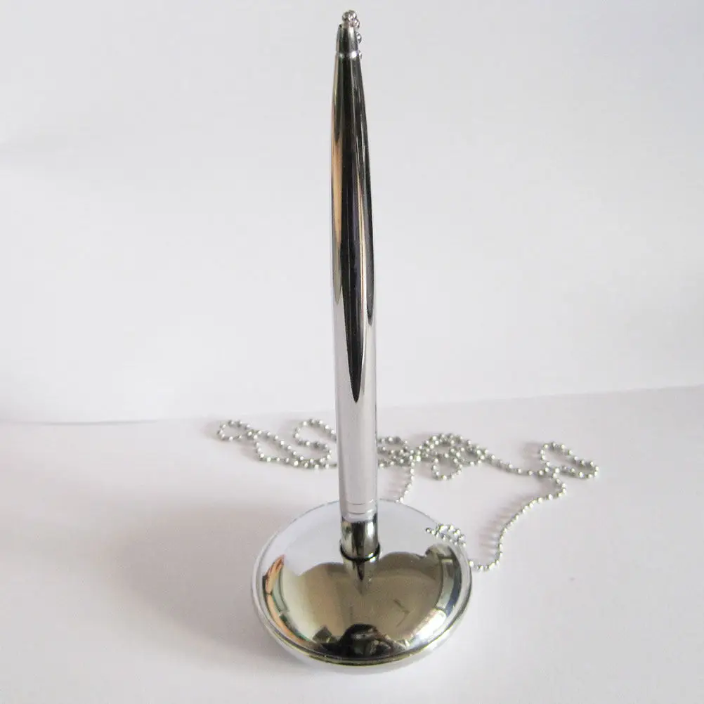 Unique Bank Counter Pen with Chain Vivid Glossy Finish Ergonomic Comfortable Grip Smooth Writing Multi-Function Office Pen