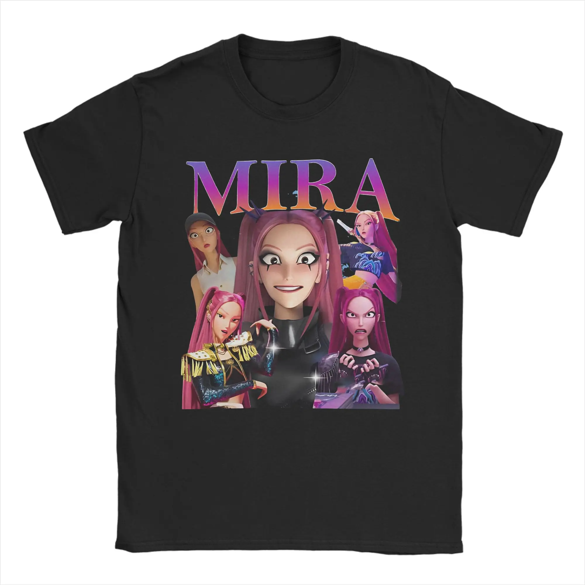 

Mira Kpop Demon Hunters Vintage 90s Style T-Shirts for Men Novelty Cotton Tees Round Neck Short Sleeve T Shirts Classic Clothed