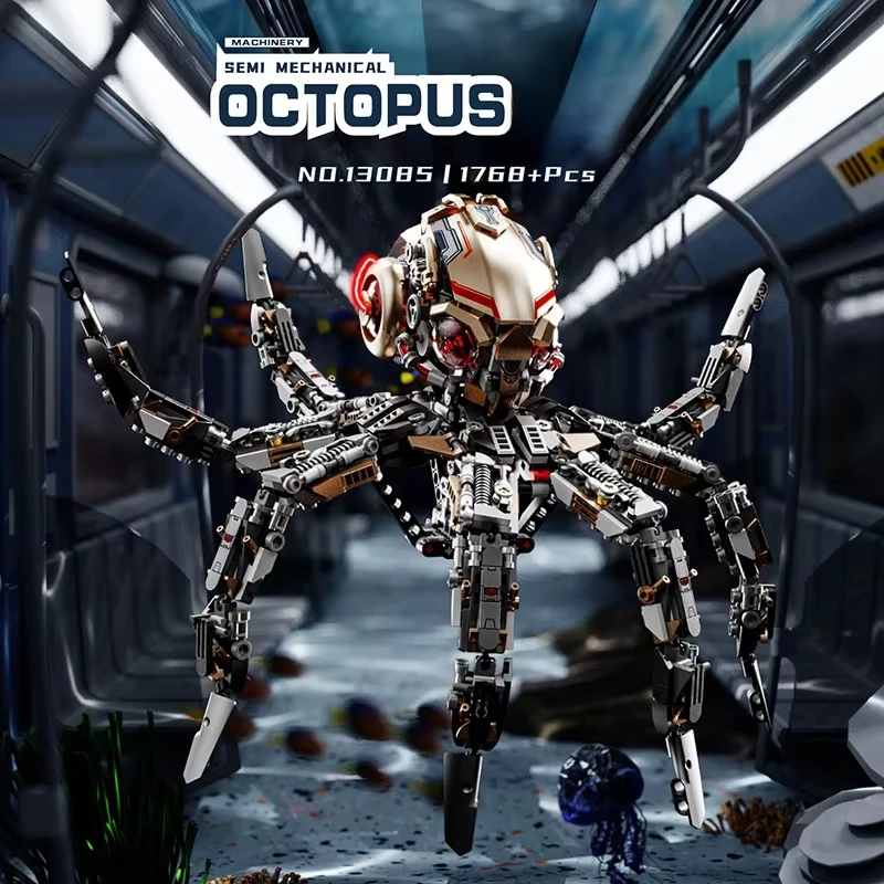 MOC-Juego de vida Animal de pulpo mecánico creativo, bloques de construcción, Motor de potencia, modelo DIY, regalos de Navidad y cumpleaños