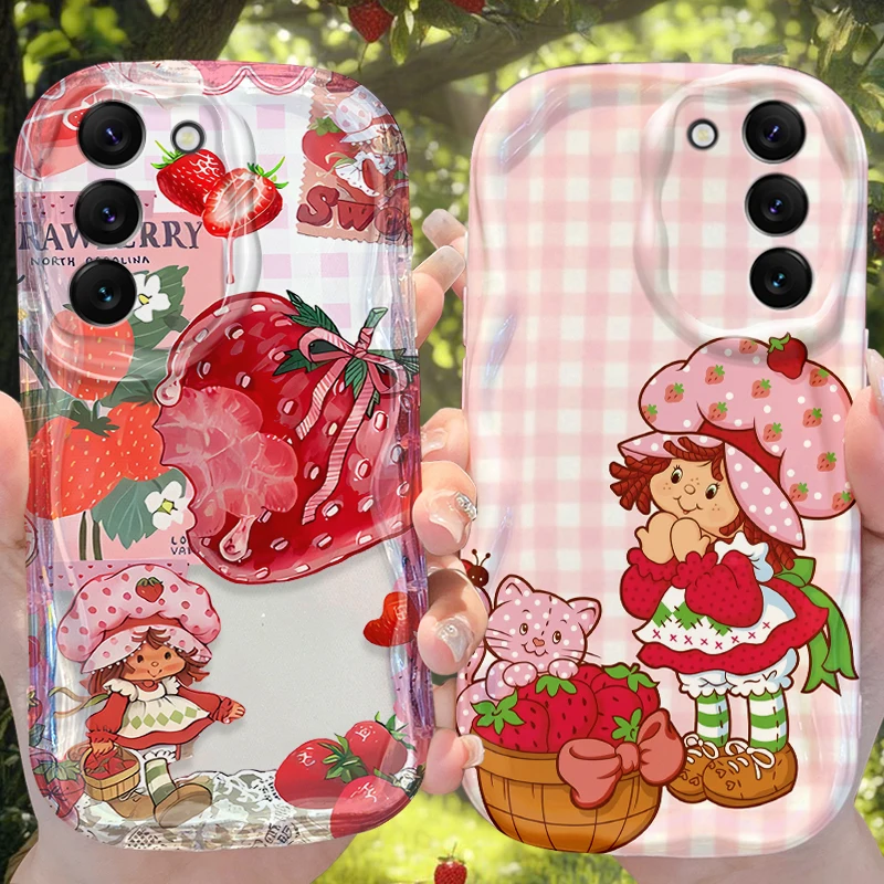 Funda animada de s-fresa s-shortcakes para Samsung Galaxy S25 S24 S23 S22 S21 Ultra Plus S20 FE A73 A72 A71 A56 A55 5G 4G
