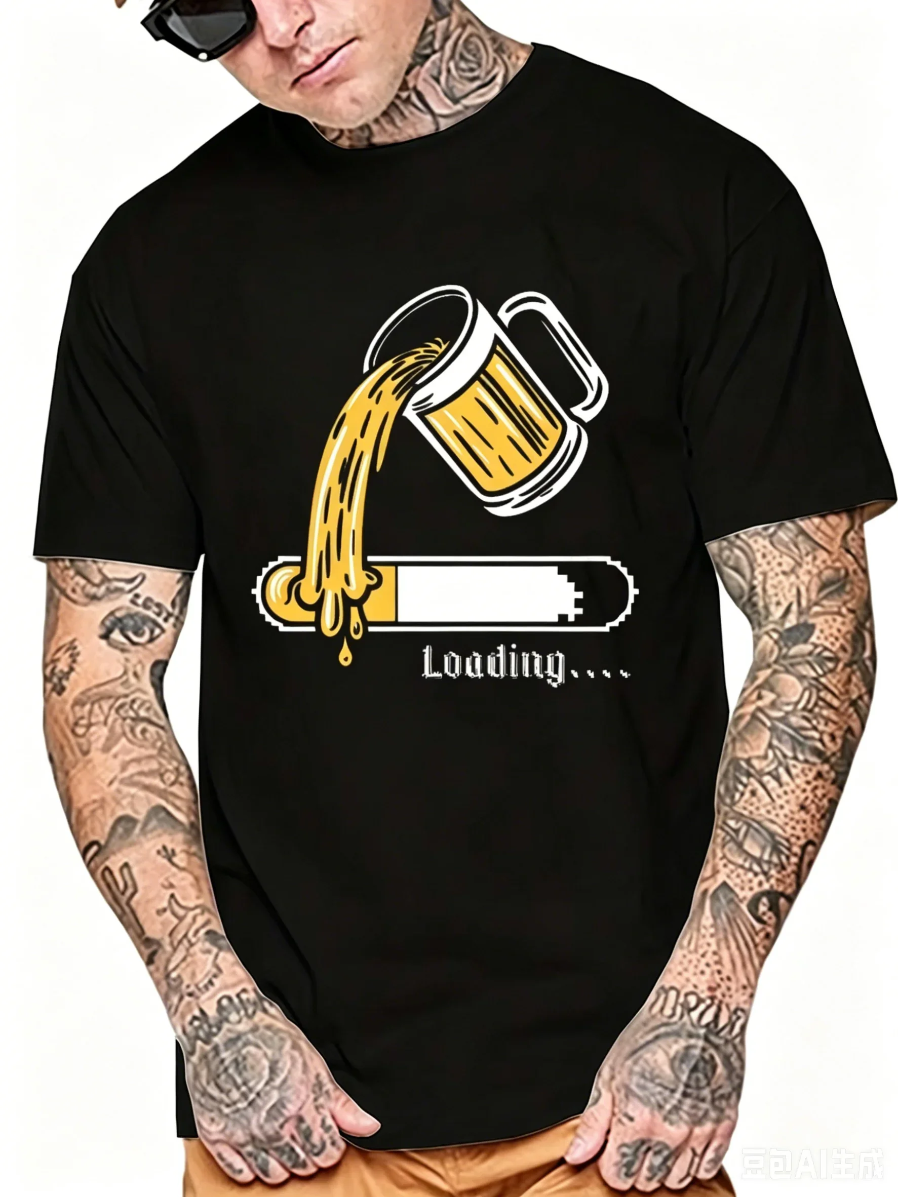 2026 Neues Bier-Laden-T-Shirt für Herren, bedruckt mit Biermotiv, Herrenbekleidung, Sommer, Rundhals, atmungsaktiv, lässig, Kurzarm-Oberteil