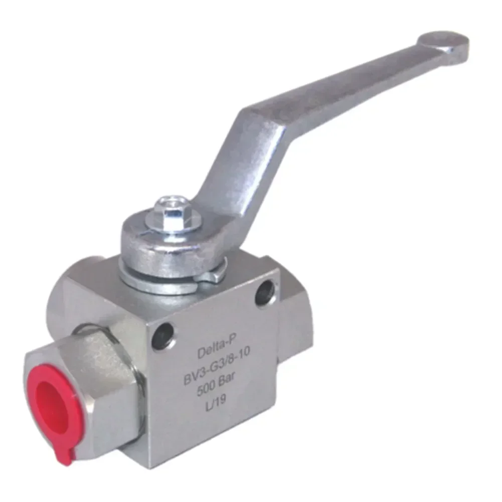 Válvula de bola hidráulica de alta presión de tres vías de 1/4 "a 3/4", válvula de bola de alta presión de goma Manual de rosca interna G1/4 G3/8