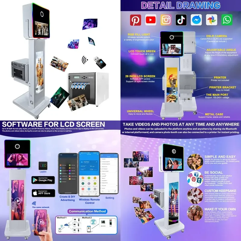Portable LCD DSLR Photo Booth Metal Housing with Touch Screen for DSLR Camera