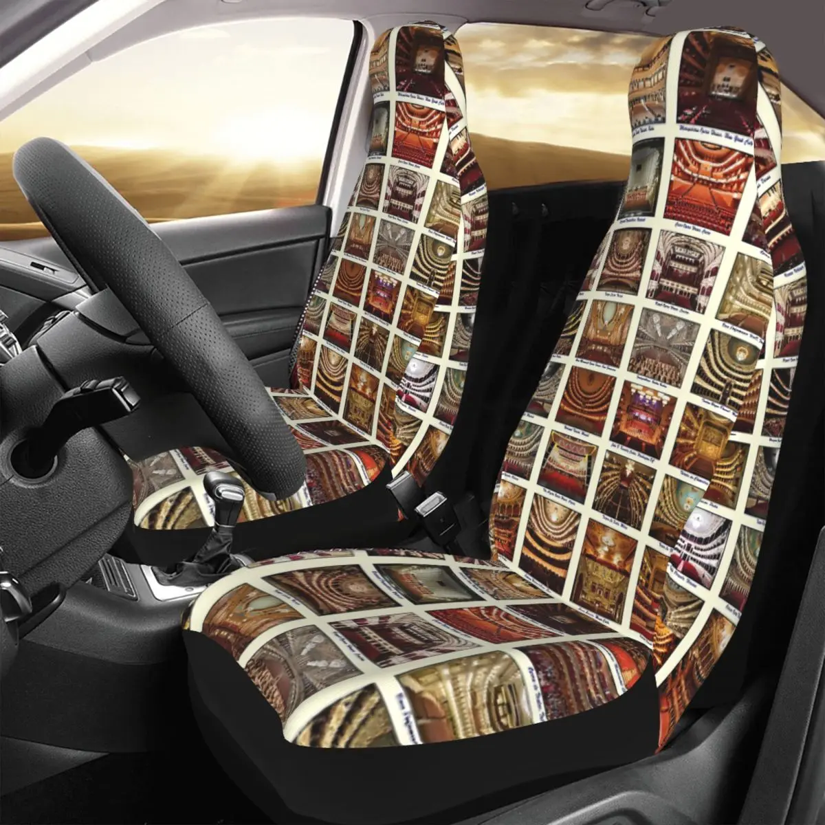 Opera Houses Car Seat Cover Custom Printing Universal Front Protector Accessories Cushion Set