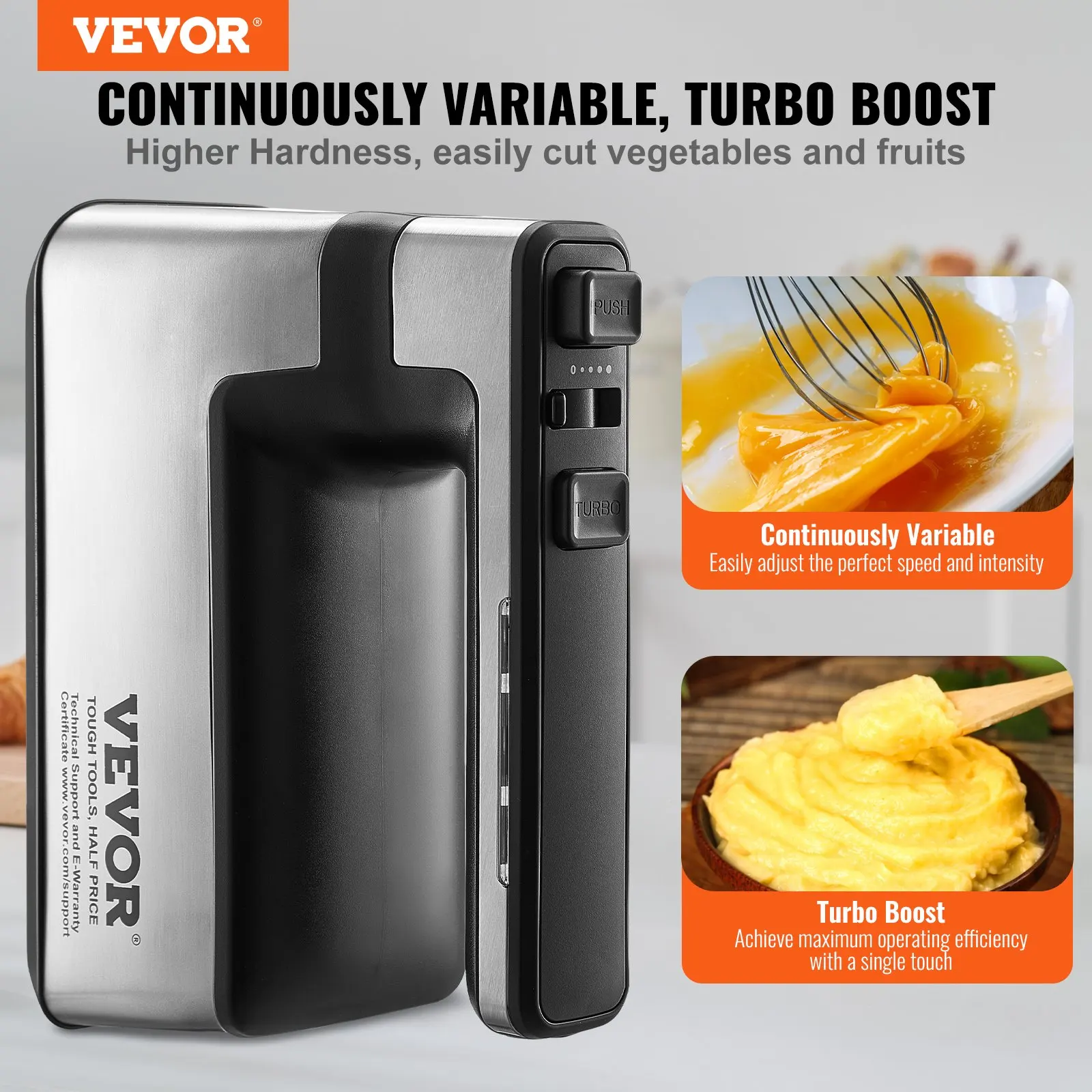 

Cordless Electric Hand Mixer, 250W, Continuously Variable Electric Handheld Mixer, With Turbo Boost Beaters Dough Hooks Storage
