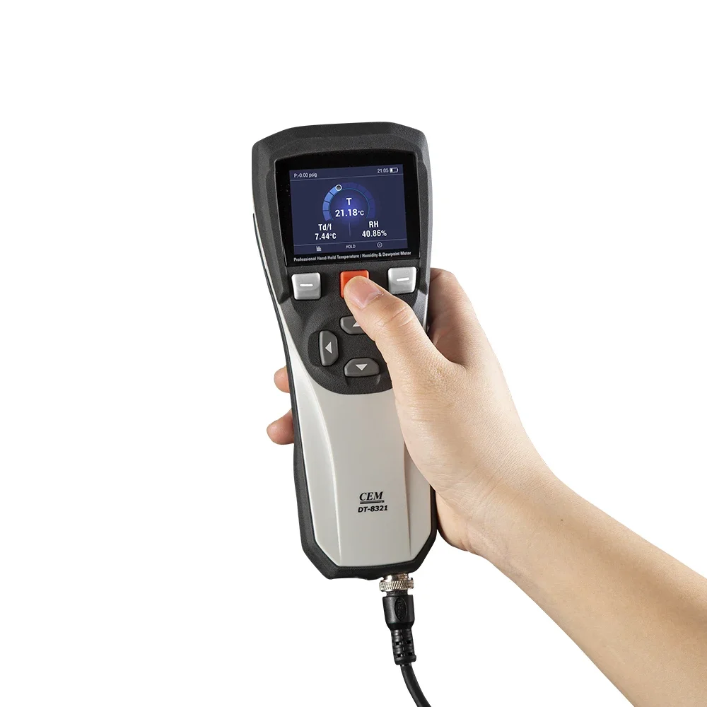 

Data logger for Spot-Checking Applications Bluetooth interface CEM DT-8321 Hand-Held Dewpoint Meter