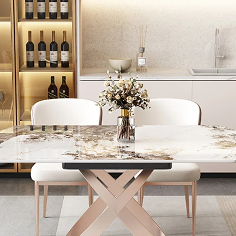 

Marble Foldable Dining Tables Set Round Extendable Dining Tables Center End Luxury Modern Mesa Comedor Kitchen Furniture WSW35XP