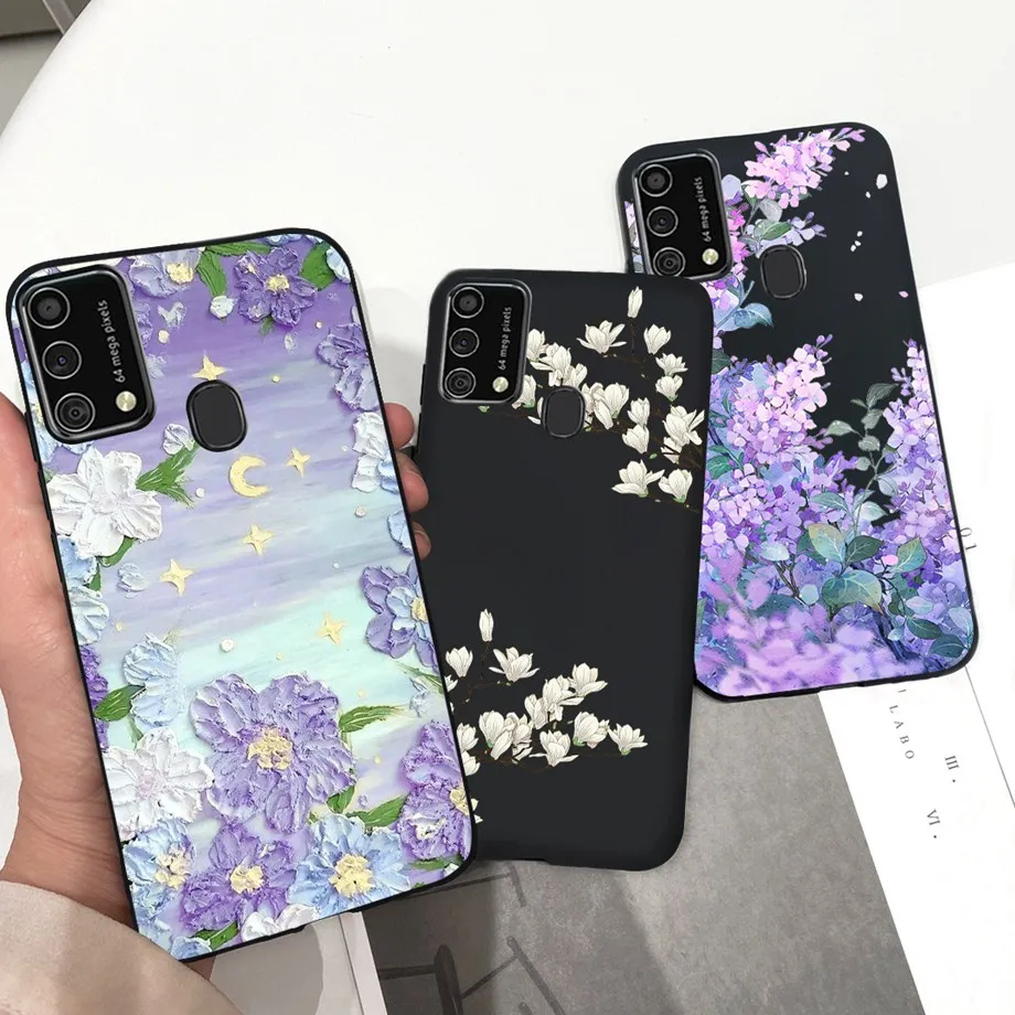 For Samsung M31 M21 2020 SM-M215F Case Ultra Soft Bumper Flower Cat Painting Housing On Smasung Galaxy M21 M 31 Funda Bumper