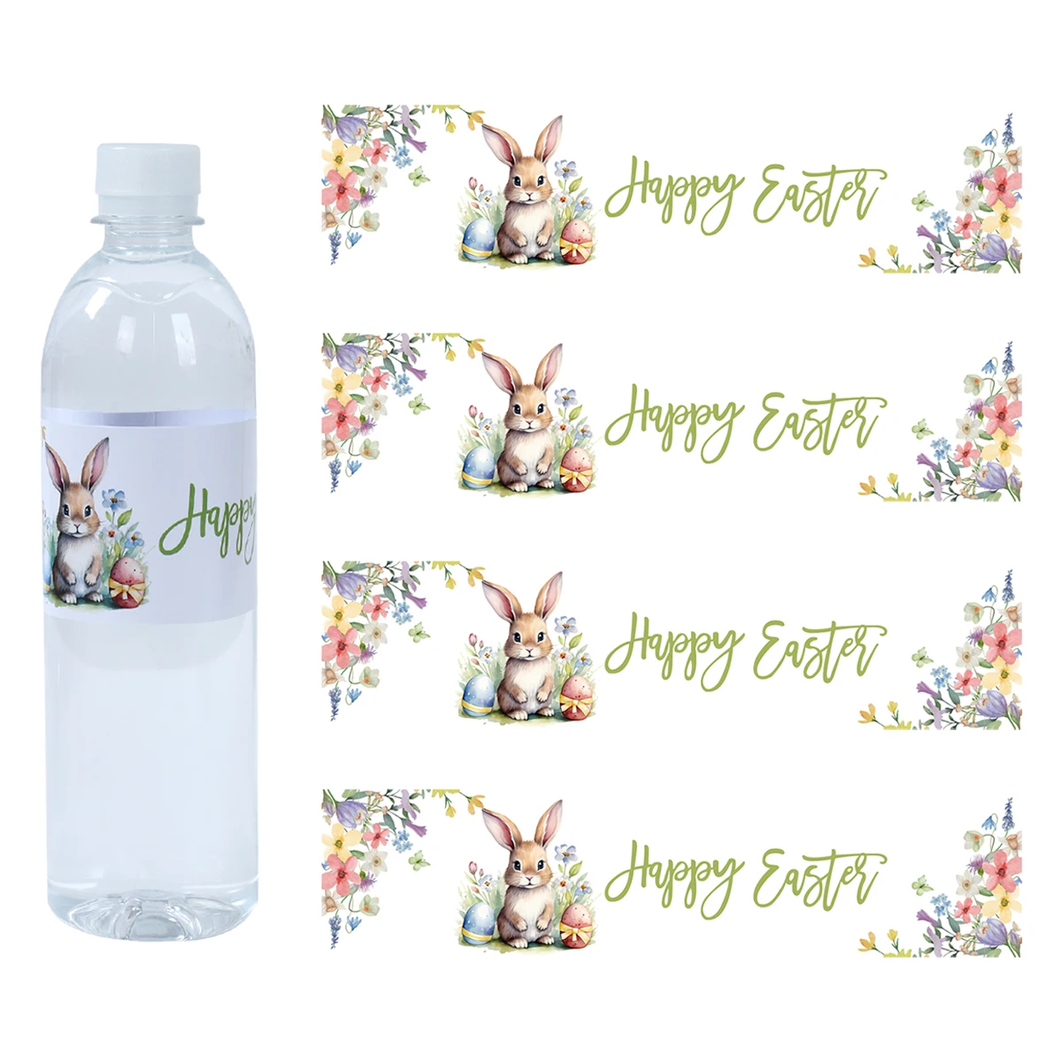 10/24pcs Easter Party Water Bottle Stickers Labels Happy Easter Bunny Rabbit Easter Egg Spring Easter Party Decors Easter Decor