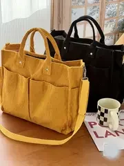 Cord-Umhängetasche Stilvolle Pendler-Schultertasche mit Mehreren Geräumigen Fächern Handtasche für Damen – Detail 1