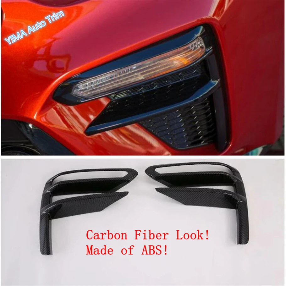 Front Fog Lights Foglight Lamp Frame Cover Trim 2PCS Fit For Kia Forte / Cerato / K3 2019 - 2021 Carbon Fiber Style Accessories