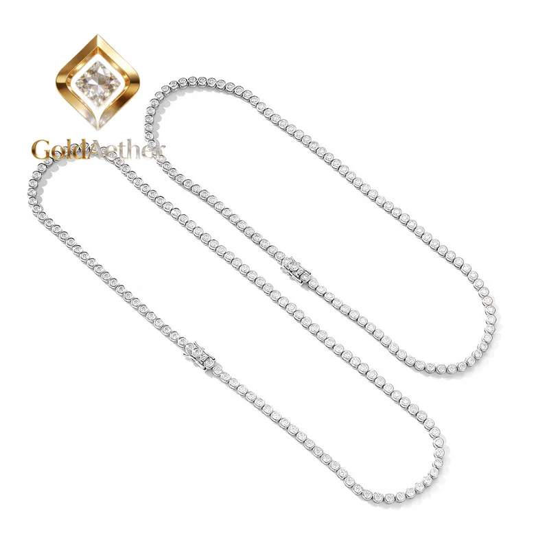 

GoldAether Luxury Solid Platinum PT950 18K gold Women's 3mm Moissanite Diamond Necklace Full Diamond Simple Necklace