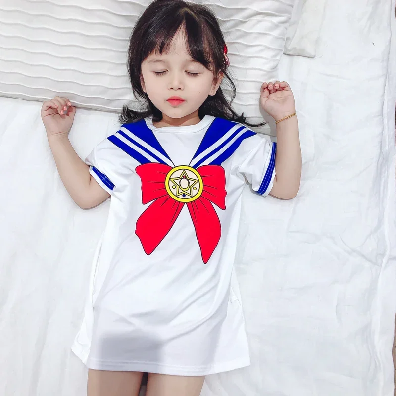 Anime Baby Girls Sailor Moon Cosplay Costume Dress Soft Comfortable Sleeping Skirt Short Sleeve Cotton Infant Halloween Costumes