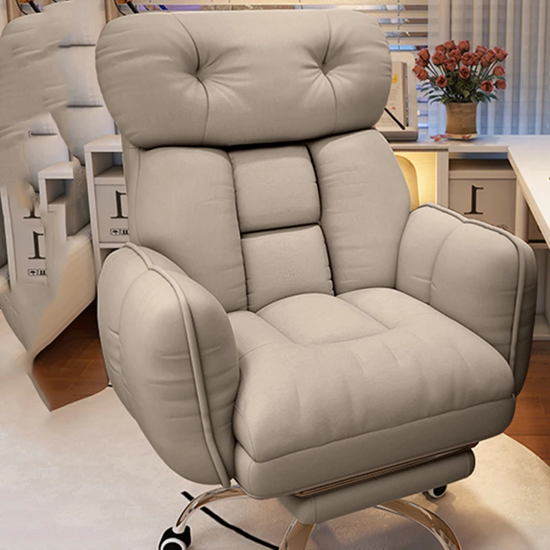 Leather Lazy Office Chair Massage Full Body Emperor Camp Makeup Comfortable Nordic Bar Office Chair Arm Stoel Salon Furniture