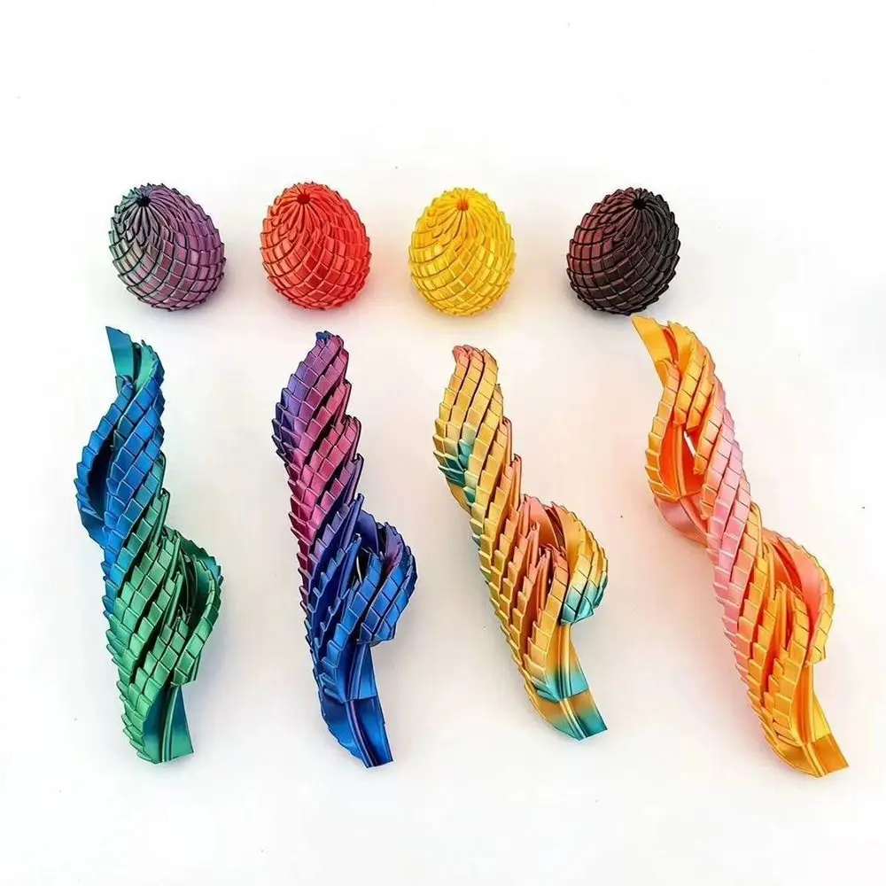 

New 3D Printed Twisty Fidget Dragon Egg Rotating Stress Relief Easter Dragon Eggs Spiral Easter Basket Stuffers for Adults&