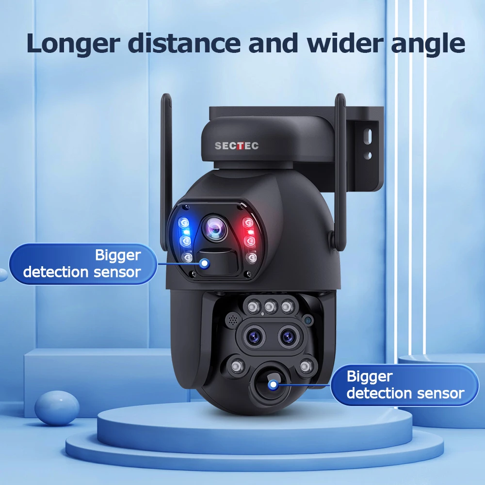 UBOX PIR ثلاثة عدسة كاميرا متحركة HD 6MP في الهواء الطلق IP الأمن CCTV بانورامية صغيرة الحجم البطارية الشمسية WIFI كاميرا شبكة مراقبة تعمل بالطاقة الشمسية #1