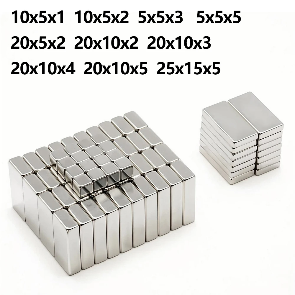 Super Powerful Block Magnet Neodymium Magnet NdfeB N35 Strong Permanent Magnetic imanes Refrigerator Magnet 5x5x5 20x10x2