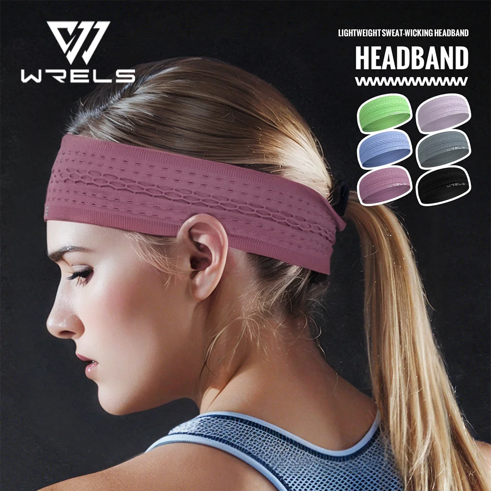WRELS Workout Tennis Fitness Jog Basketball Running Women Men Sweatband  Anti-Slip Sports Headband Sweat Absorbing Headband