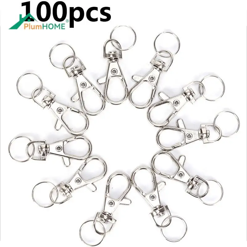 100PCS Metal Carabiner Clip Swivel Trigger Dog Buckles Sewing Acc KeyRing KeyHooks Retaining Ring DIY Craft Lobster Clasps