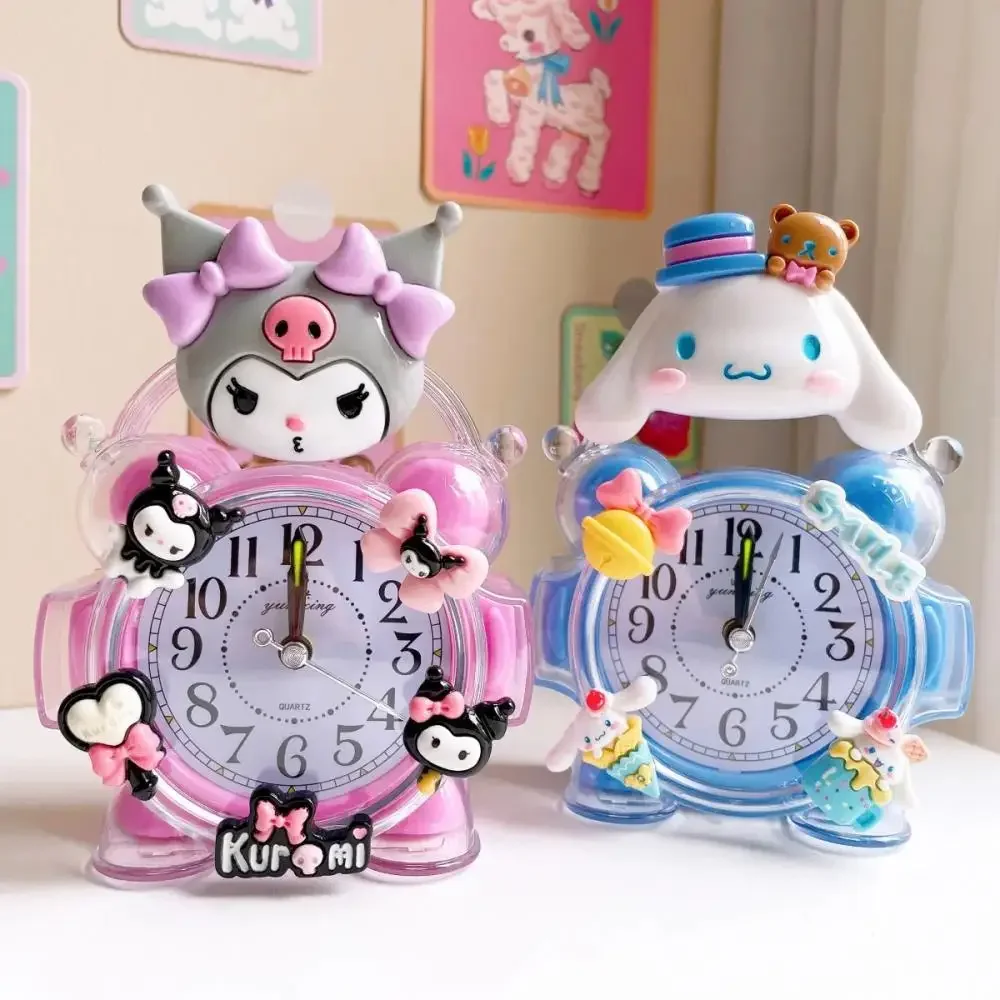 Anime Sanrioed Kittys Melody Kuromi Cartoon Kids Bedside Alarm Clock Bedroom Timing Alarm Clock Living Room Home Decoration Gift