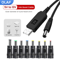 Olaf WiFi to Power bank Cable Connector DC 5V to 12V USB Cable Boost Converter Step-up Cord for Wifi Router Modem Fan Speaker