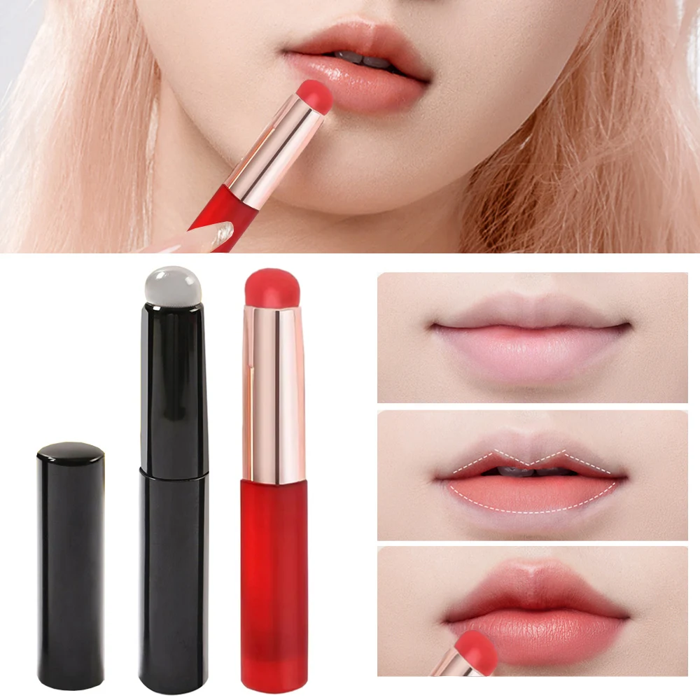 

Silicone Lip Brush Angled Concealer Brushes Round Head Lipstick Angled Lip Brush Beauty Tool Soft Lip Brush With Cover Portable