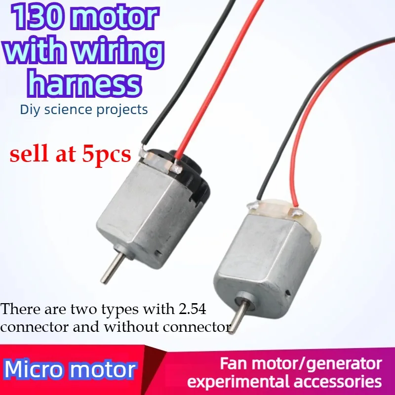 5pcs 130 Motor Wire&2.54 Connector-High-Speed Generator Accessory for Science Experiments,Fit for Hair Dryer/Generator Projects