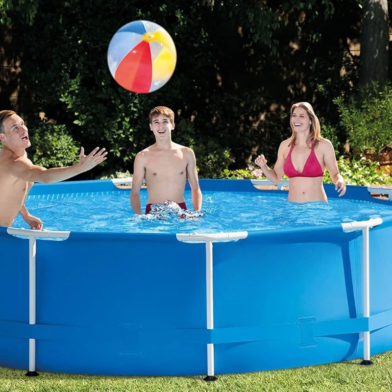 28200EH 10 أقدام × 30 بوصة 4 أشخاص إطار معدني خارجي فوق حمام سباحة مستدير فوق الأرض مع إعداد سهل (المضخة لا تتضمن