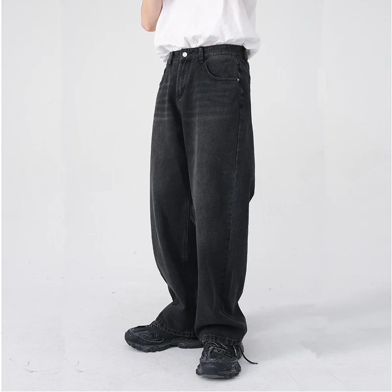 Men's Jeans New Korean Personality Straight Wide Leg Pants 2023 Fashion Autumn Winter Vintage Male Trousers