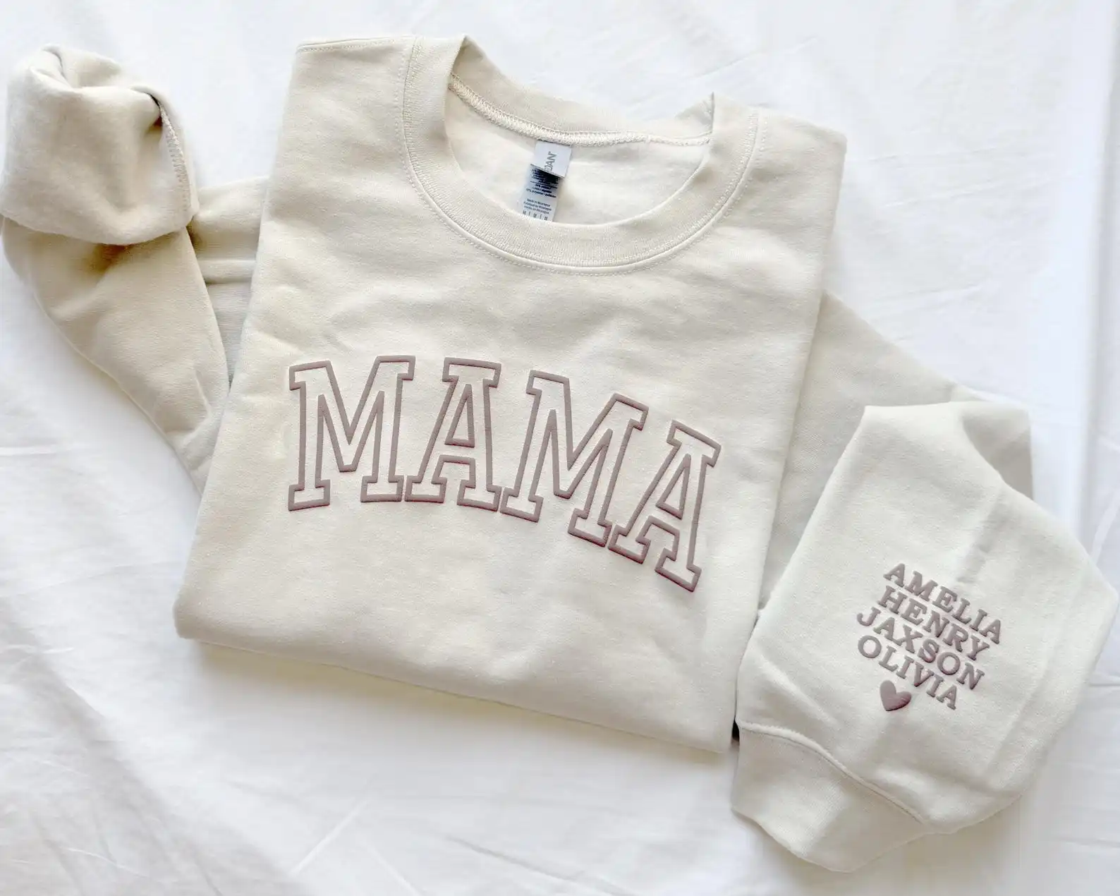Personalized Mama Sweatshirt with Kid Names on Sleeve Custom Mothers Day Birthday Gift Long Sleeve Sweatshirt Cool Mom Sweater