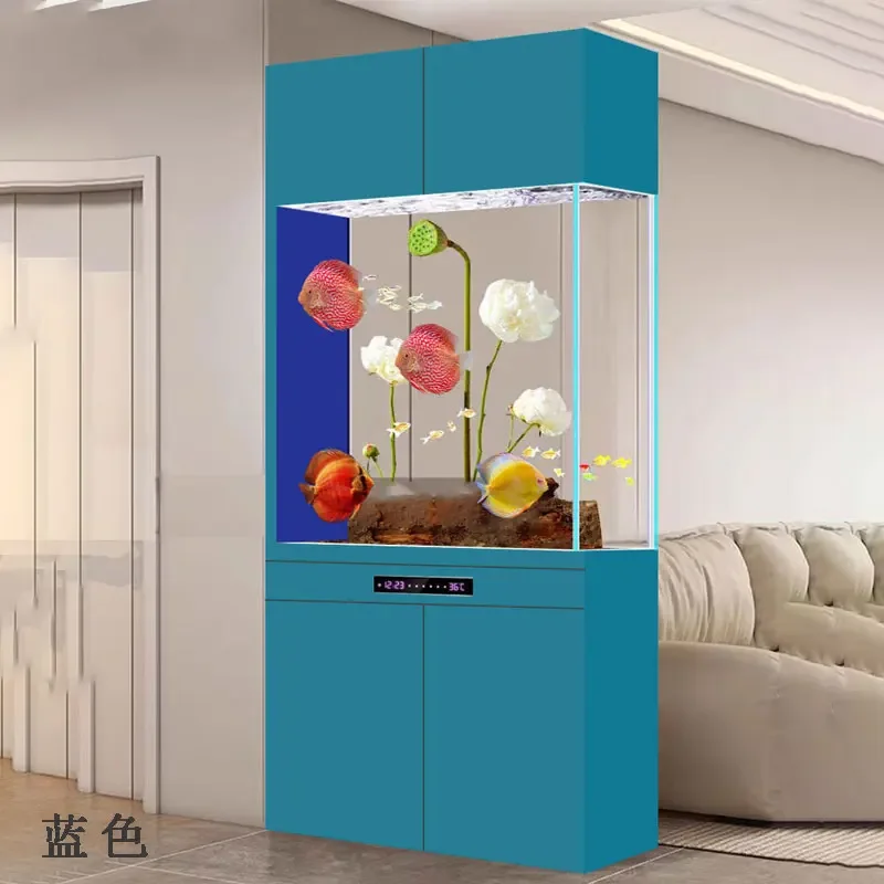 Ultra-white glass fish tank screen partition wall floor aquarium free of water change