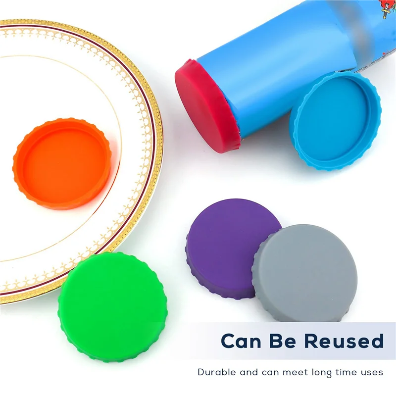 

F-F 8Piece Soda Lid Protectors Can Silicone Sealing Bottle Cap Leak-Proof Sealing Lid